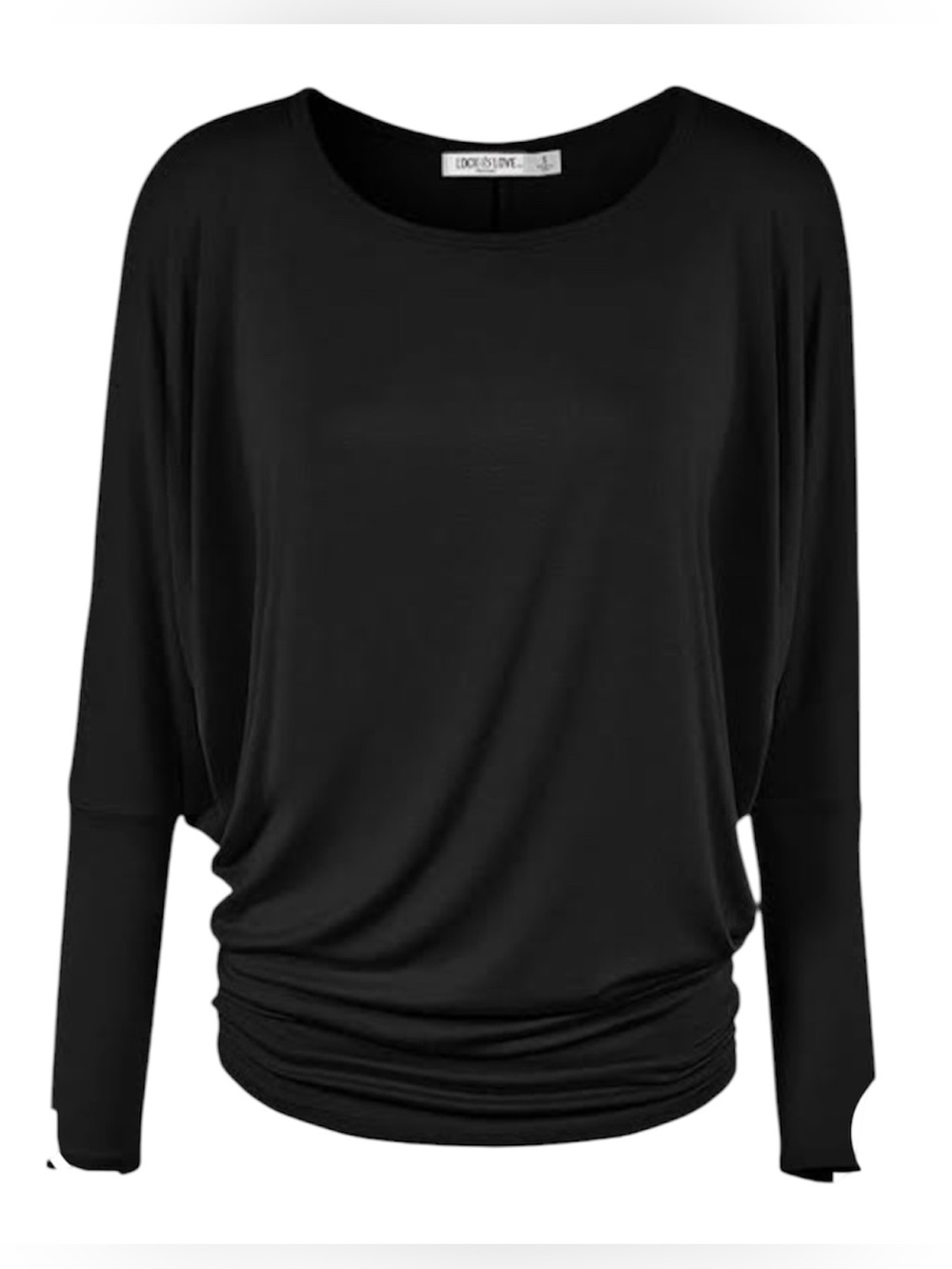 NWOT Lock & Love Black women’s batwing top - Stretchy oversized Fit Size small